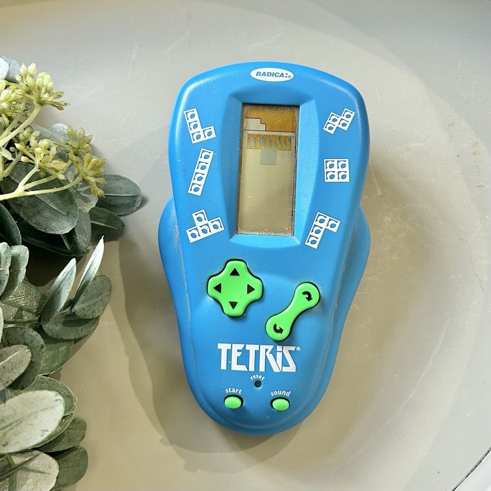 VINTAGE TETRIS Radica Electronic Handheld Pocket Travel Game Blue TESTED & WORKS
